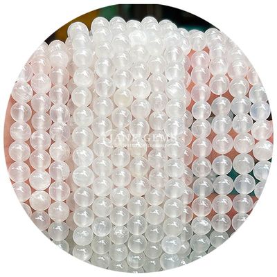 Grosir Keris Batu Alam Bulat Keris Batu Permata Lolos Aksesoris 8mm Aquamarine Keris Lolos Untuk Perhiasan DIY