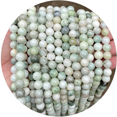 Grosir Keris Batu Alam Bulat Keris Batu Permata Lolos Aksesoris 8mm Aquamarine Keris Lolos Untuk Perhiasan DIY