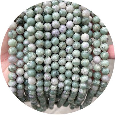 Grosir Keris Batu Alam Bulat Keris Batu Permata Lolos Aksesoris 8mm Aquamarine Keris Lolos Untuk Perhiasan DIY