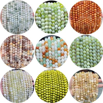 Grosir Keris Batu Alam Bulat Keris Batu Permata Lolos Aksesoris 8mm Aquamarine Keris Lolos Untuk Perhiasan DIY