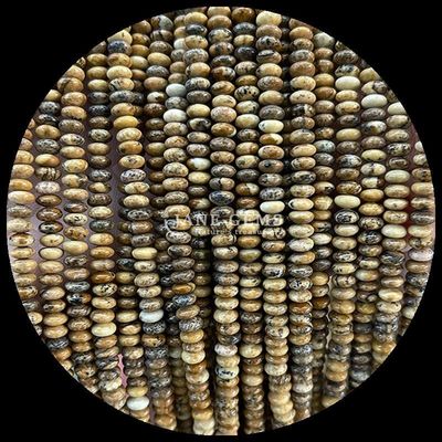 Batu permata kristal alami Rondelle Abacus Bentuk Amazonite Mata harimau Untaian manik longgar untuk gelang yoga