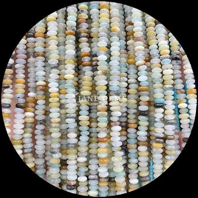 Batu permata kristal alami Rondelle Abacus Bentuk Amazonite Mata harimau Untaian manik longgar untuk gelang yoga