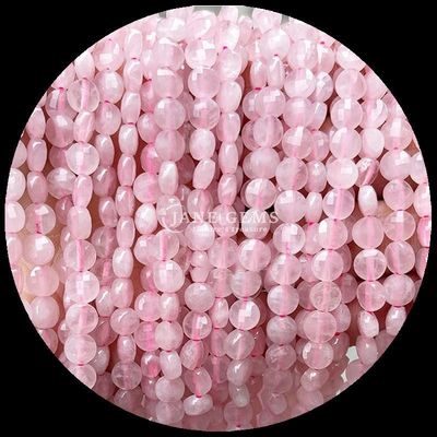 Bentuk datar manik-manik berfacet Kristal Batu permata Bentuk bulat Amethyst Rose Kuarsa Untaian manik longgar untuk pembuatan perhiasan DIY
