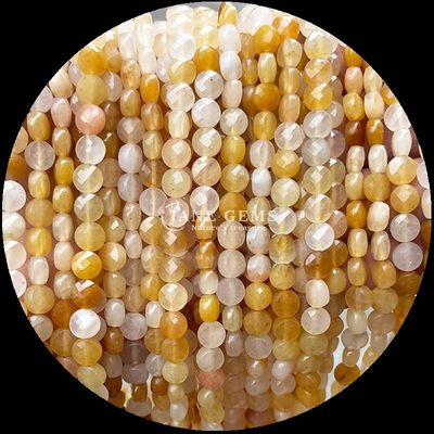 Bentuk datar manik-manik berfacet Kristal Batu permata Bentuk bulat Amethyst Rose Kuarsa Untaian manik longgar untuk pembuatan perhiasan DIY