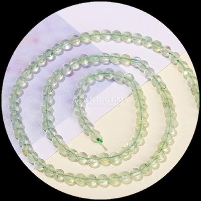 Bentuk datar manik-manik berfacet Kristal Batu permata Bentuk bulat Fluorit Prehnite Untaian manik longgar untuk pembuatan perhiasan DIY