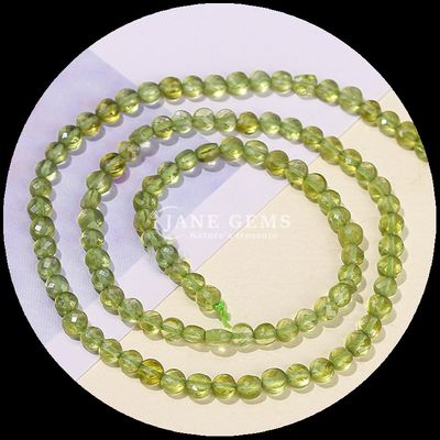 Bentuk datar manik-manik berfacet Kristal Batu permata Bentuk bulat Tourmaline Peridot Untaian manik longgar untuk pembuatan perhiasan DIY