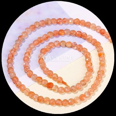 Bentuk datar manik-manik berfacet Kristal Batu permata Bentuk bulat Cordierite Sunstone Untaian manik longgar untuk pembuatan perhiasan DIY