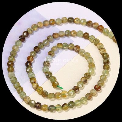 Bentuk datar manik-manik berfacet Kristal Batu permata Bentuk bulat Cordierite Sunstone Untaian manik longgar untuk pembuatan perhiasan DIY