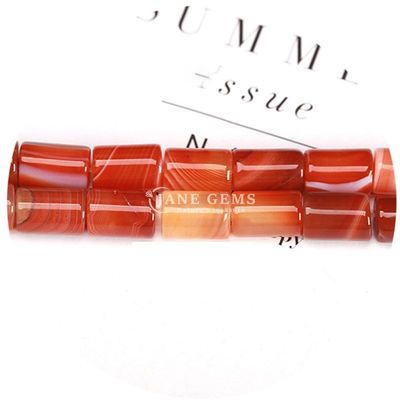 Grosir Emas Kristal Alam Silinder Bentuk Manik-manik Bergaris Agate Silinder Lolos Manik Aksesoris untuk Perhiasan DIY