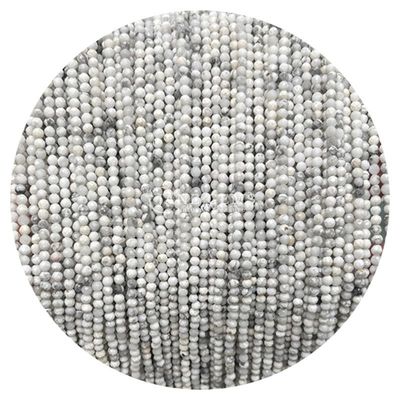 Batu permata manik-manik kristal alami berfacet bulat bentuk kecil putih batu giok howlite bebas manik-manik benang untuk gelang