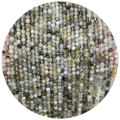 Batu permata manik-manik kristal alami berfacet bulat bentuk kecil putih batu giok howlite bebas manik-manik benang untuk gelang