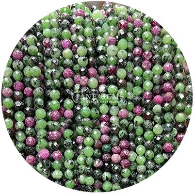 Batu permata manik-manik kristal alami berfacet bulat bentuk kecil dalmatian jasper rubi zoisite