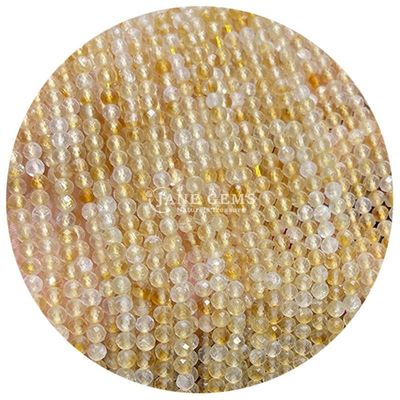 Batu permata manik-manik kristal alami berfacet bulat bentuk kecil sitrin sunstone bebas manik untaian untuk gelang