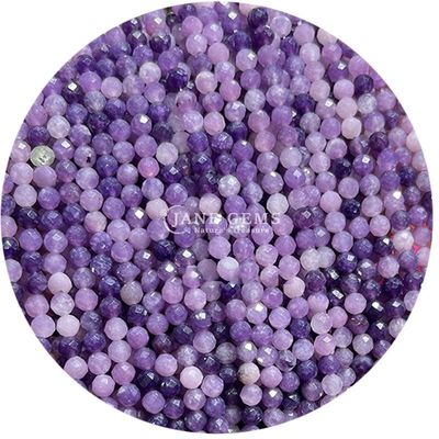 Batu permata manik-manik kristal alami berfacet bulat bentuk kecil Morganite Hitam Rutilated Kuarsa