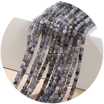 Grosir Batu permata kristal alami manik-manik longgar persegi kubus manik longgar Amethyst tourmaline manik mata harimau untuk perhiasan