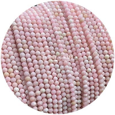 Strawberry Quartz Pink Opal Gems Bead Natural Crystal Faceted Round Shape Small Loose Bead Strands untuk Gelang