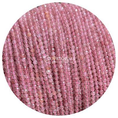 Strawberry Quartz Pink Opal Gems Bead Natural Crystal Faceted Round Shape Small Loose Bead Strands untuk Gelang