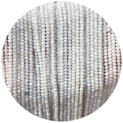 Putih Hitam Kalsedoni Permata Manik-manik Kristal Alam Berfacet Abacus Bentuk Rantai Manik-manik Ringan Untuk Gelang