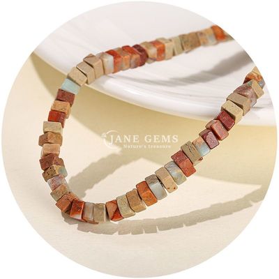 Grosir Natural Jade Loose Beads Real White Opal Loose Beads Square Slice Shape Loose Beads Spacers Untuk Perhiasan DIY