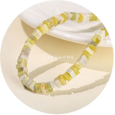 Grosir Natural Jade Loose Beads Real White Opal Loose Beads Square Slice Shape Loose Beads Spacers Untuk Perhiasan DIY