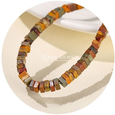 Grosir Natural Jade Loose Beads Real White Opal Loose Beads Square Slice Shape Loose Beads Spacers Untuk Perhiasan DIY