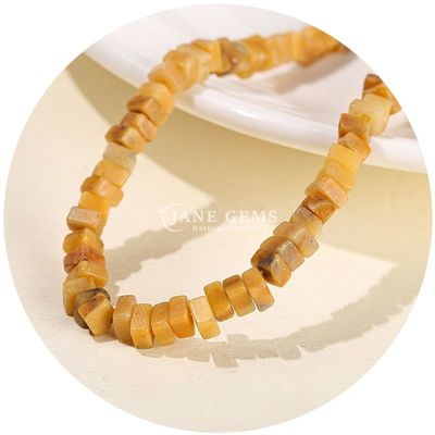 Grosir Natural Jade Loose Beads Real White Opal Loose Beads Square Slice Shape Loose Beads Spacers Untuk Perhiasan DIY