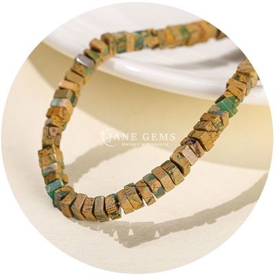 Grosir Natural Jade Loose Beads Real White Opal Loose Beads Square Slice Shape Loose Beads Spacers Untuk Perhiasan DIY