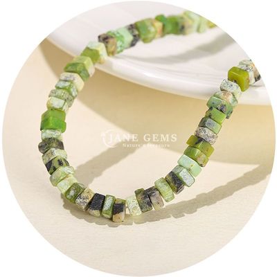 Grosir Natural Jade Loose Beads Real White Opal Loose Beads Square Slice Shape Loose Beads Spacers Untuk Perhiasan DIY