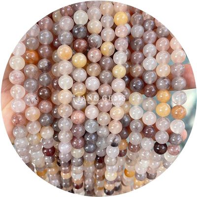 Grosir Batu Alam Jasper Bulat Permata Lolos 8mm Labradorite Lolos Permata Mawar Kuarsa Bulat Permata Spacer Untuk Perhiasan