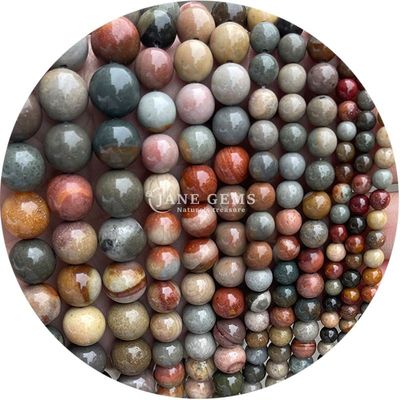 Grosir Batu Alam Jasper Bulat Permata Lolos 8mm Labradorite Lolos Permata Mawar Kuarsa Bulat Permata Spacer Untuk Perhiasan