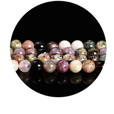 Grosir Batu Alam Bulat Permata Lolos 8mm Pink Zebra Jasper Permata Lolos Tourmaline Bulat Permata Spacer Untuk Perhiasan
