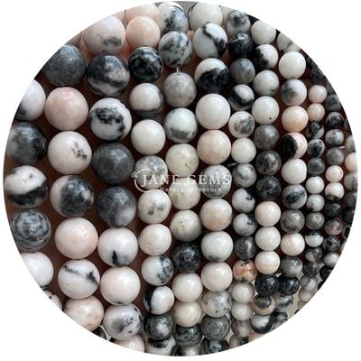Grosir Batu Alam Bulat Permata Lolos 8mm Pink Zebra Jasper Permata Lolos Tourmaline Bulat Permata Spacer Untuk Perhiasan