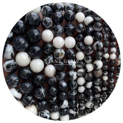 Grosir Batu Alam Bulat Permata Lolos 8mm Pink Zebra Jasper Permata Lolos Tourmaline Bulat Permata Spacer Untuk Perhiasan