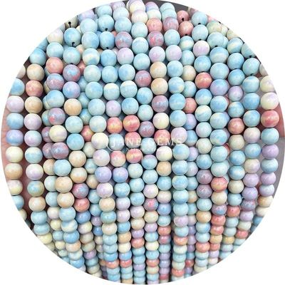 Grosir Batu Alam Bulat Permata Lolos 8mm Pink Zebra Jasper Permata Lolos Tourmaline Bulat Permata Spacer Untuk Perhiasan