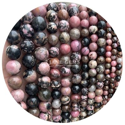 Grosir Batu Alam Bulat Permata Lolos 8mm Pink Zebra Jasper Permata Lolos Tourmaline Bulat Permata Spacer Untuk Perhiasan