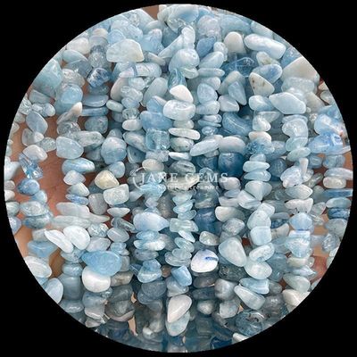 Akuamarin Fluorit Permata Manik-manik Kristal Alam Bentuk Irregular Chip Kerikil Batu Lolos Manik-manik Untaian Untuk Gelang