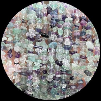 Akuamarin Fluorit Permata Manik-manik Kristal Alam Bentuk Irregular Chip Kerikil Batu Lolos Manik-manik Untaian Untuk Gelang