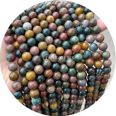 Grosir batu permata alami bulat bebas manik-manik 8mm Hematite bebas manik-manik Lava Batu bulat Agate manik-manik spacers untuk Perhiasan M