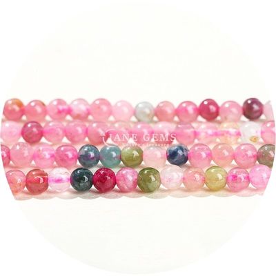 Grosir batu permata alami manik-manik bulat 8mm MULTICOLOR TOURMALINE manik-manik bulat manik-manik batu akik SPACERS FOR JEWELRY