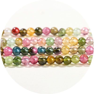 Grosir batu permata alami manik-manik bulat 8mm MULTICOLOR TOURMALINE manik-manik bulat manik-manik batu akik SPACERS FOR JEWELRY