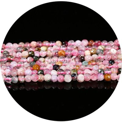 Grosir Batu permata alami manik-manik longgar 8mm Rhodolite manik-manik longgar bulat Multicolor tourmaline manik-manik spacer untuk perhiasan