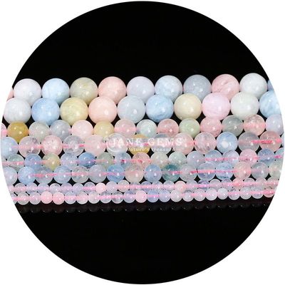 Grosir Natural 2A Plum Blossom Tourmaline Round Loose Beads Moonstone Flourite Sunstone Beads Spacers untuk Perhiasan