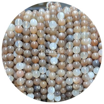 Grosir Natural 2A Tourmaline Bulat Lolos Manik Moonstone Lolos Batu Manik Pelangi Fluorit Manik Spacer untuk Perhiasan