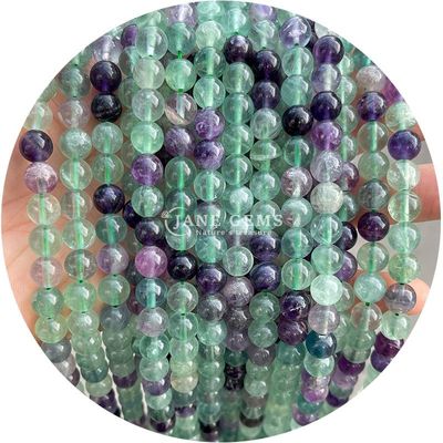 Grosir Natural 2A Tourmaline Bulat Lolos Manik Moonstone Lolos Batu Manik Pelangi Fluorit Manik Spacer untuk Perhiasan