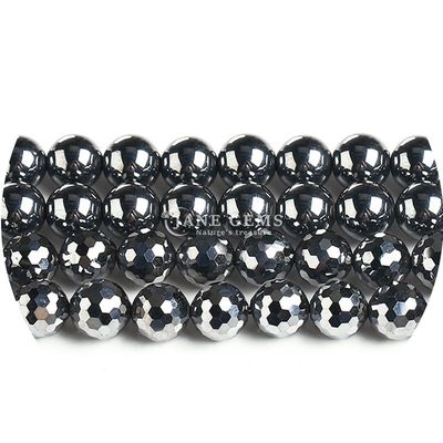 Grosir Batu permata alami Kerucut Lolos Bulat 8mm Blue Gypsum Kerucut Lolos Bulat Hematite Kerucut Spacer untuk pembuatan perhiasan