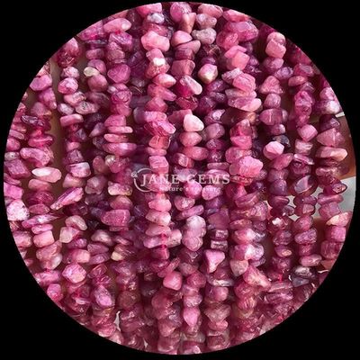 Pink Tourmaline Gem Bead Natural Crystal Bentuk Irregular Chip Gravel Batu Lolos Bead Strands Untuk Gelang