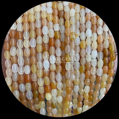 Tiger's Eye Yellow Aventurine Gem Bead Natural Crystal Rice Shape Stone Loose Bead Strands Untuk Gelang