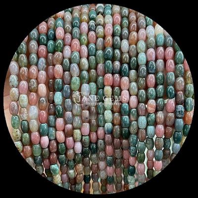 Agate India Green Dot Lemon Jade Gem Bead Natural Crystal Rice Shape Stone Loose Bead Strands Untuk Gelang