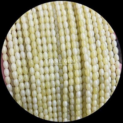 Agate India Green Dot Lemon Jade Gem Bead Natural Crystal Rice Shape Stone Loose Bead Strands Untuk Gelang