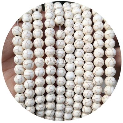 Grosir Howlite Batu Bulat Manik-manik Lolos Kuning Manik-manik Lolos Manik-manik Bulat Spacer untuk pembuatan perhiasan